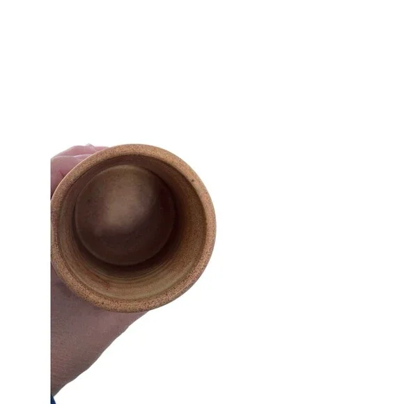 Hand thrown Studio Pottery Drip Paint Earthernware Mug Large Thumb Clay Neutral - Picture 6 of 7